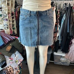 Free People denim zip up skirt
